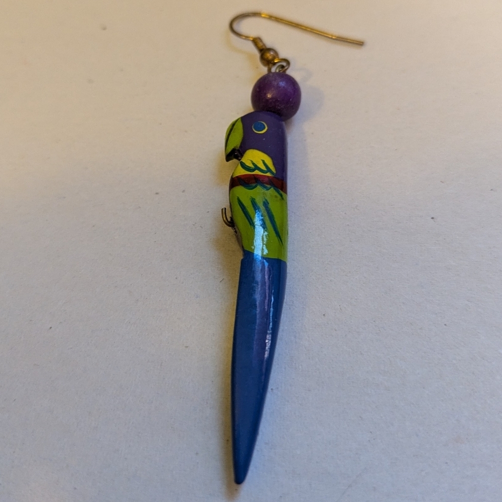 Vintage Tropical Parrot Novelty Earrings - Picture 3 of 3